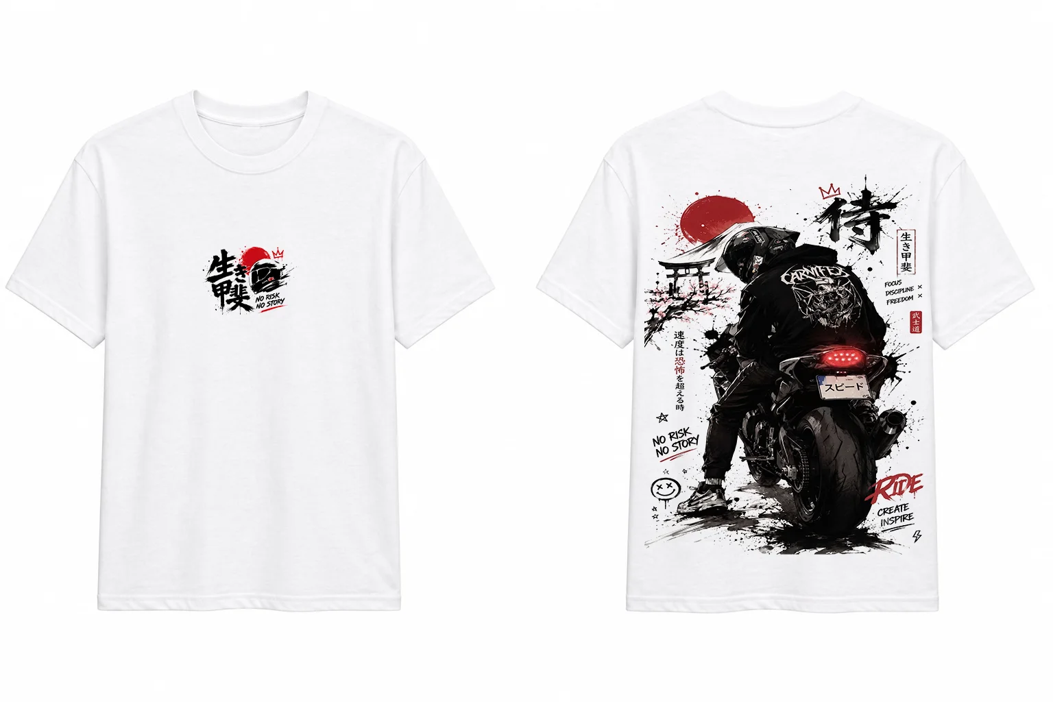 No Risk No Story Tasarımlı Oversize T-Shirt